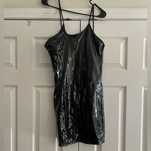 Faux leather mini dress